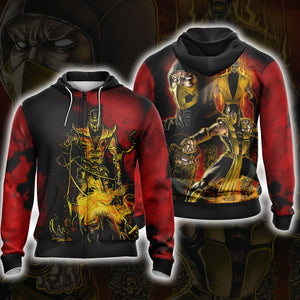 Mortal Kombat - Scorpio Unisex 3D T-shirt Zip Hoodie XS 