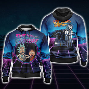 Back To The Future x Rick and Morty Unisex 3D T-shirt Zip Hoodie XS 