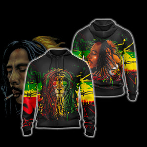 Bob Marley x Lion Unisex 3D T-shirt Zip Hoodie XS 