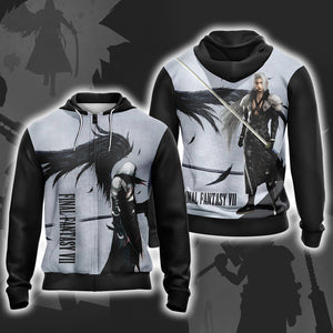 Final Fantasy 7 Sephiroth Unisex 3D T-shirt Zip Hoodie XS 
