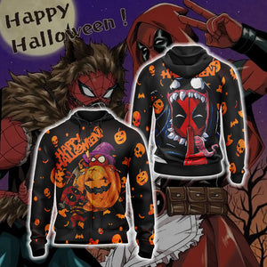 Deadpool x Spider Man - Halloween Unisex 3D T-shirt Zip Hoodie XS 