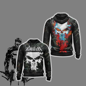 The Punisher New Look Unisex 3D T-shirt Zip Hoodie XS 