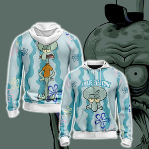 SpongeBob SquarePants - Squidward Unisex 3D T-shirt Zip Hoodie XS 