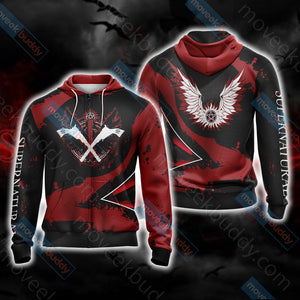 Supernatural New Unisex 3D T-shirt Zip Hoodie XS 