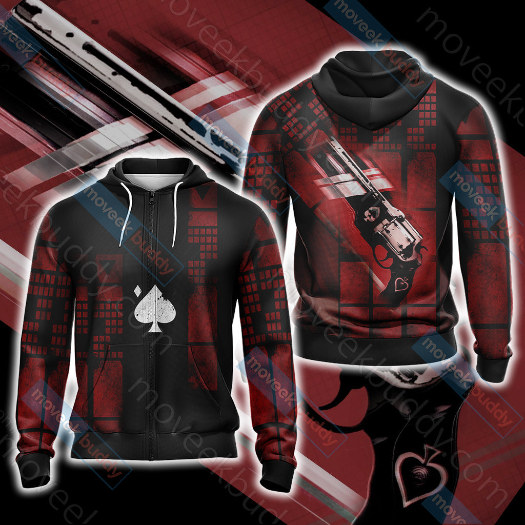 Destiny 2 - Ace Of Spades Unisex Zip Up Hoodie T-Shirt Pullover Hoodie Zip Hoodie S 
