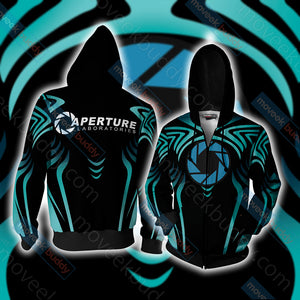 Portal 2 - Aperture Lab Logo Unisex 3D T-shirt Zip Hoodie XS 