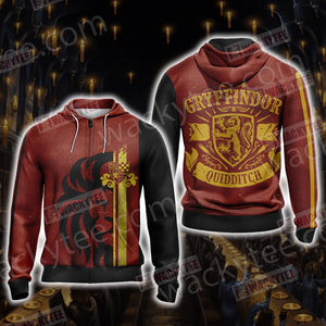 Harry Potter - Gryffindor House Quidditch Unisex 3D T-shirt Zip Hoodie S 