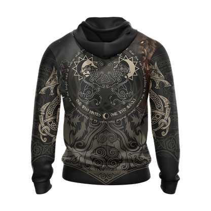 Vikings - The Sons Fenrir The Wolf Hati & Sköll - One Who Hates One Who Mocks Unisex 3D T-shirt Zip Hoodie Pullover Hoodie   
