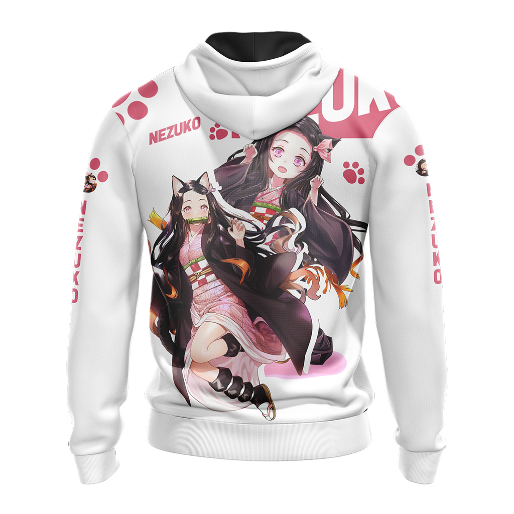 Nezuko Demon Slayer All Over Print T-shirt Zip Hoodie Pullover Hoodie   