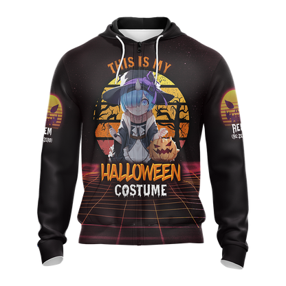 This is my Halloween Costume Rem Re:Zero All Over Print T-shirt Zip Hoodie Pullover Hoodie   