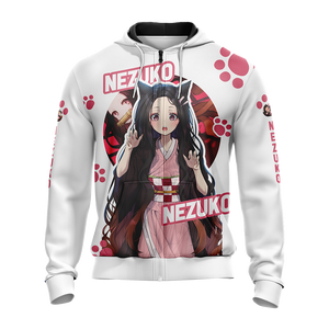 Nezuko Demon Slayer All Over Print T-shirt Zip Hoodie Pullover Hoodie   
