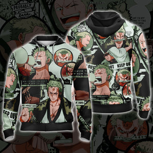 One Piece Roronoa Zoro Unisex 3D T-shirt Zip Hoodie Pullover Hoodie Zip Hoodie S 