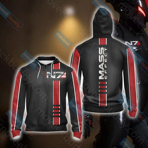 Mass Effect - N7 symbol Unisex 3D T-shirt Zip Hoodie XS 