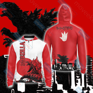Godzilla New Version Unisex 3D T-shirt Zip Hoodie XS 