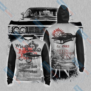 Supernatural - Winchester Unisex 3D T-shirt Zip Hoodie XS 