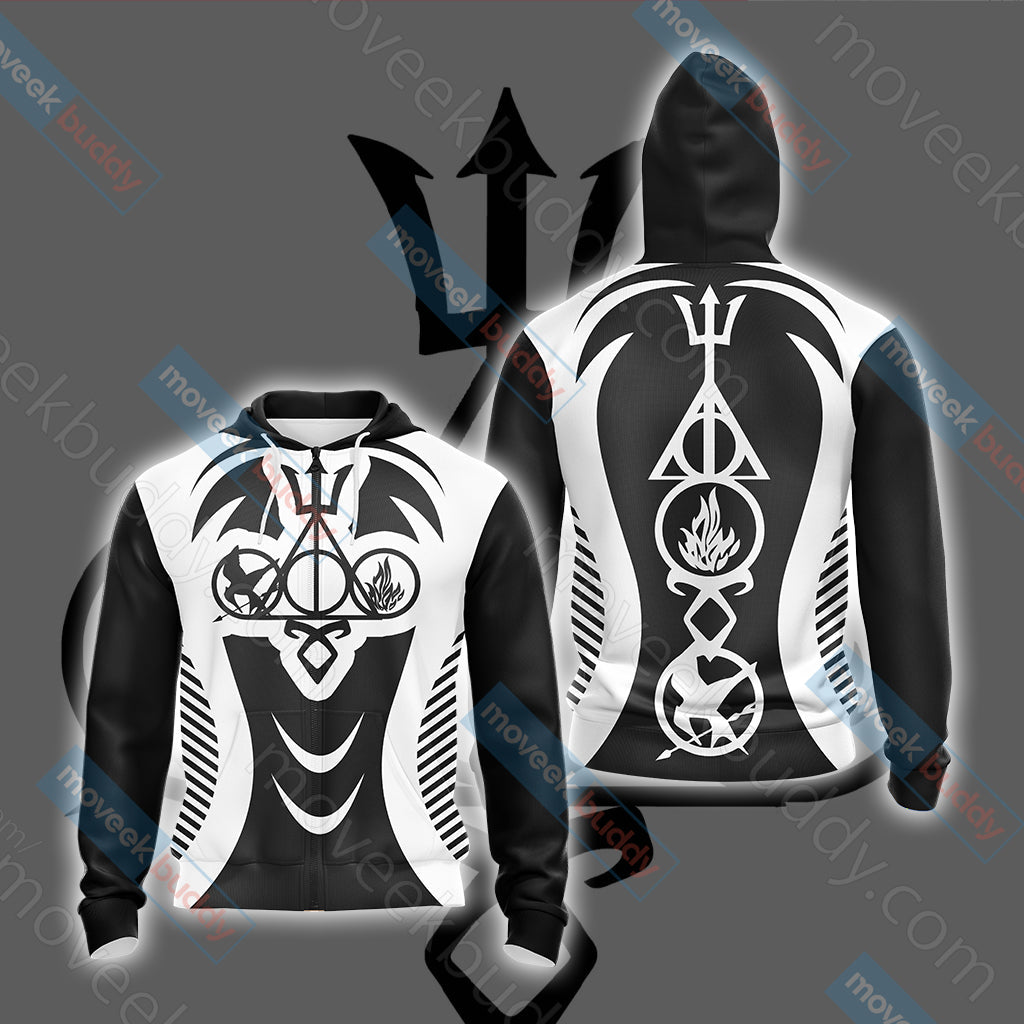 Harry Potter Divergent Percy Jackson The Hunger Games The Mortal Instruments Unisex 3D T-shirt Zip Hoodie XS 