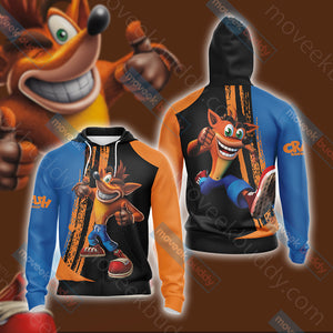 Crash Bandicoot New Look Unisex 3D T-shirt Zip Hoodie XS 