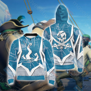 Sea of Thieves Unisex 3D T-shirt Zip Hoodie XS 