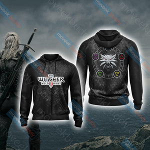 The Witcher Wild Hunt Unisex 3D T-shirt Zip Hoodie XS 