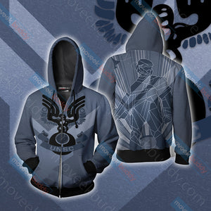 Halo 3: ODST Factions - UNSC Unisex 3D T-shirt Zip Hoodie XS 