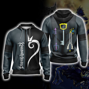 Kingdom Hearts - Weapons Symbol Style Unisex 3D T-shirt Zip Hoodie XS 