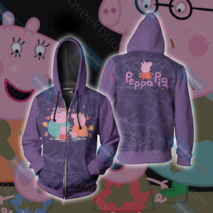 Peppa Pig Unisex 3D T-shirt Zip Hoodie XS 