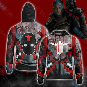 Wolfenstein: The Old Blood Unisex 3D T-shirt Zip Hoodie XS 