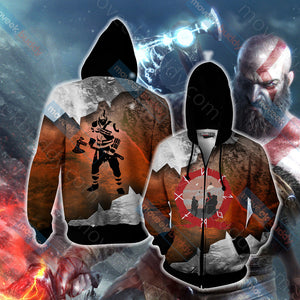 God Of War - Kratos New Style Unisex 3D T-shirt Zip Hoodie XS 
