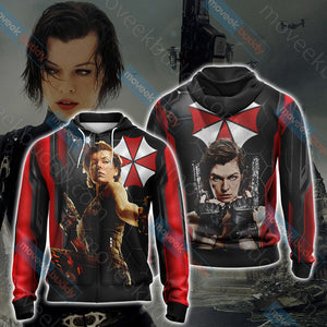Resident Evil - Alice Unisex 3D T-shirt Zip Hoodie XS 