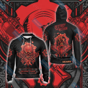 Gears Of War 5 Unisex 3D T-shirt Zip Hoodie XS 