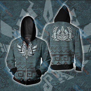 Monster Hunter Unisex 3D T-shirt Zip Hoodie XS 