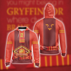 Harry Potter - Brave Like A Gryffindor New Unisex 3D T-shirt Zip Hoodie S 