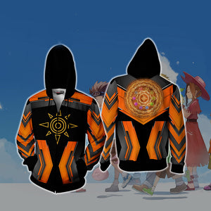 Digimon The Crest Of Courage New Look Unisex 3D T-shirt Zip Hoodie S 