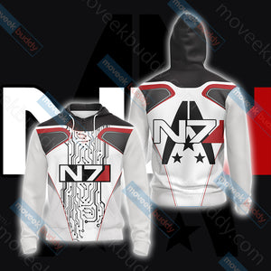 Mass Effect - N7  New Style Unisex 3D T-shirt Zip Hoodie XS 