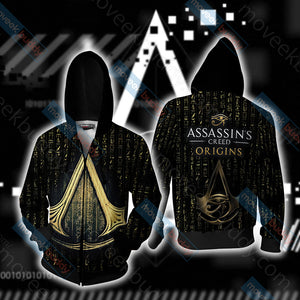 Assassin's Creed Origins New Style Unisex 3D T-shirt Zip Hoodie XS 