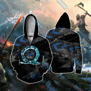 God Of War Unisex 3D T-shirt Zip Hoodie XS 