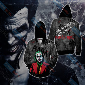 Joker - One bad day can change everything Unisex 3D T-shirt Zip Hoodie XS 