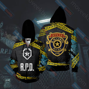 Resident Evil - R.P.D Unisex 3D T-shirt Zip Hoodie XS 