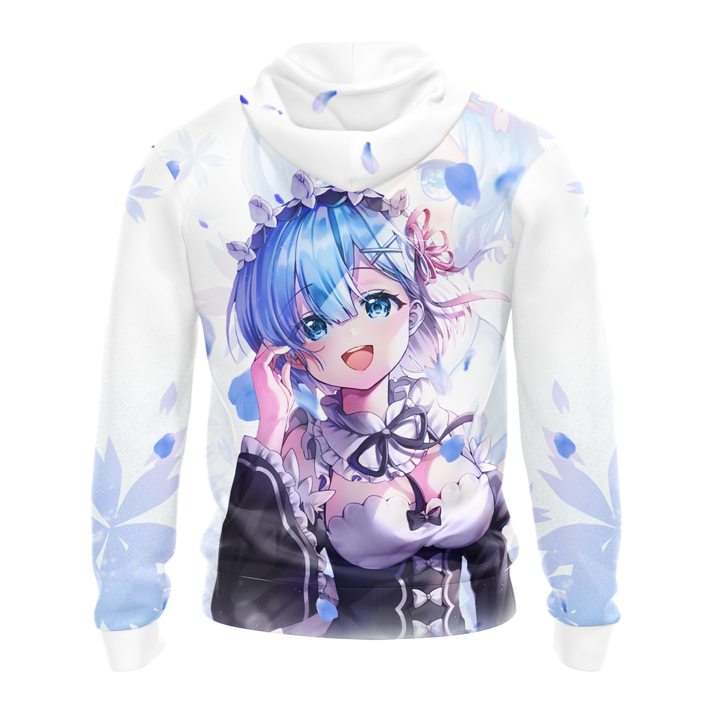 Rem Re:Zero All Over Print T-shirt Zip Hoodie Pullover Hoodie   