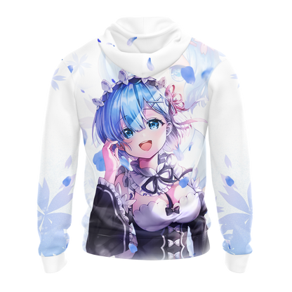 Rem Re:Zero All Over Print T-shirt Zip Hoodie Pullover Hoodie   