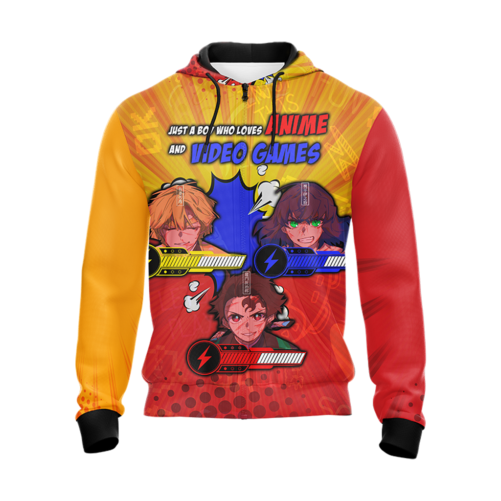 Just a boy who loves anime and video games T-shirt Zip Hoodie Pullover Hoodie   
