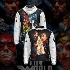 Justice League - You Can't Save The World Alone Unisex 3D T-shirt Zip Hoodie XS 