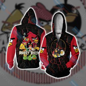 Angry Birds Unisex 3D T-shirt Zip Hoodie XS 