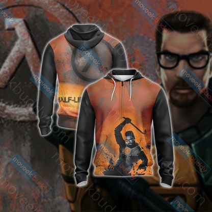 Half-Life New Look Unisex 3D T-shirt Zip Hoodie XS 