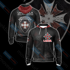 Resident Evil Umbrella Security Service (USS) Unisex 3D T-shirt Zip Hoodie XS 