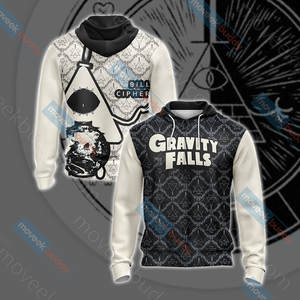 Gravity Falls - Bill Cipher Black And White Unisex 3D T-shirt Zip Hoodie XS 