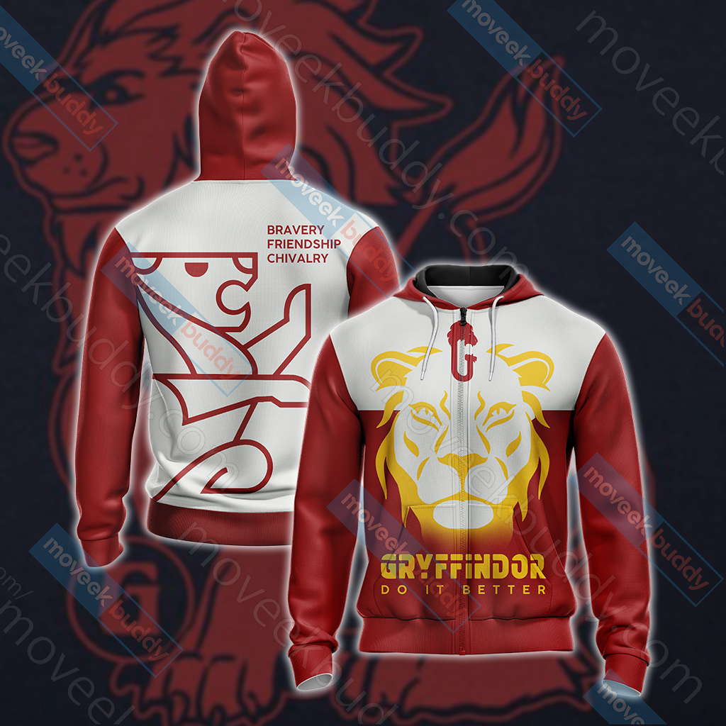 Harry Potter - Gryffindor House Version Wackystyle Unisex 3D T-shirt Zip Hoodie S 