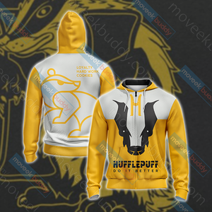 Harry Potter - Hufflepuff Version Wackystyle Unisex 3D T-shirt Zip Hoodie S 