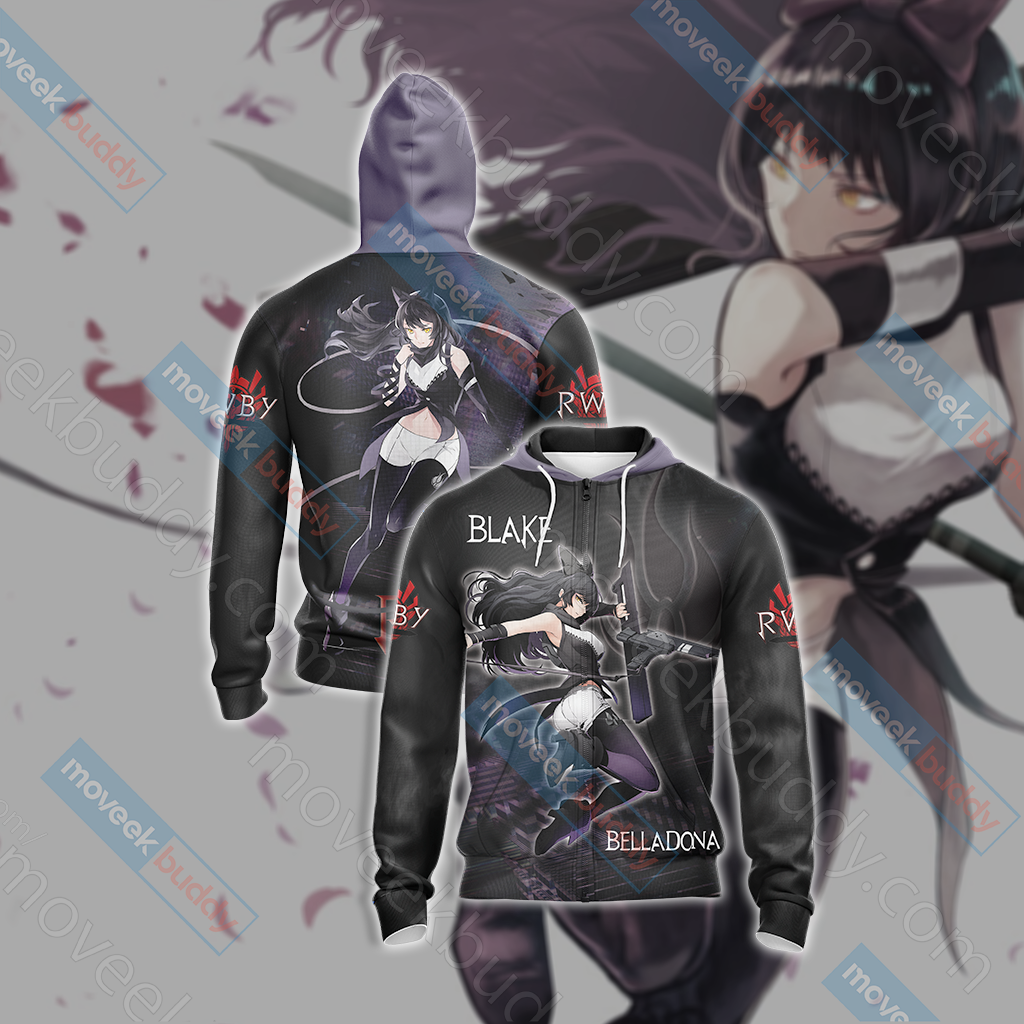 RWBY - Blake Belladonna New Version Unisex 3D T-shirt Zip Hoodie XS 