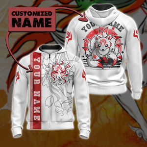 Ninetail fox Spirit - Customized New Unisex 3D T-shirt Zip Hoodie XS 